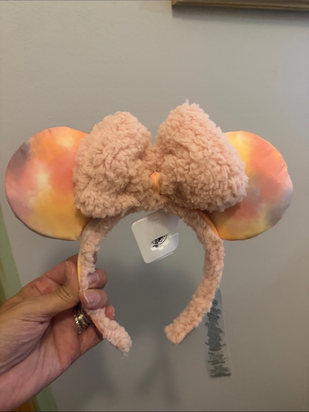 Disney Peach Sherpa Minnie Ears Headband - Picture 2 of 3